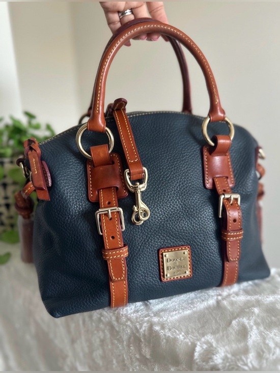 Dooney & Bourke Handbags - Dooney & Bourke Pebble Leather Bristol Satchel in Navy Blue EUC